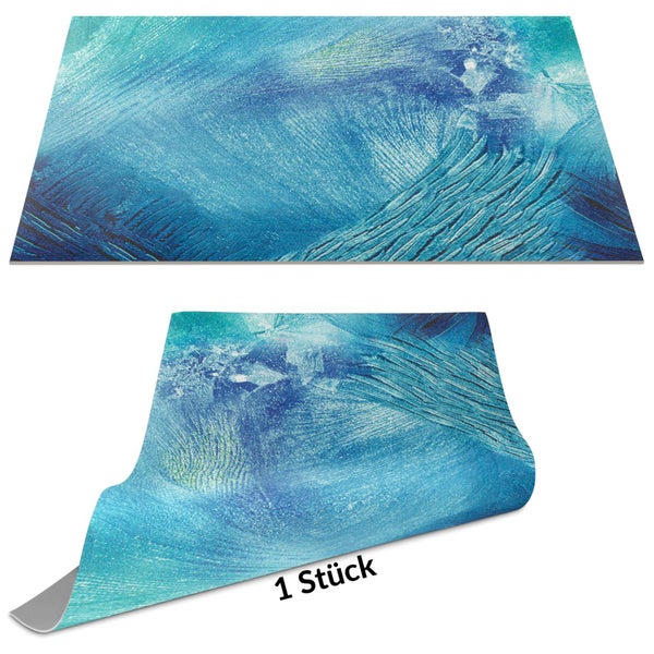 Küchenrückwand mit abstraktem blauen Pinselstrich-Design, 1 Stück.