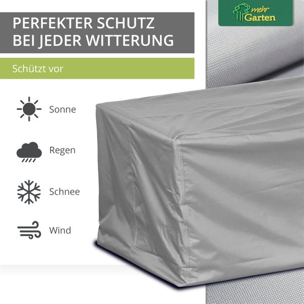 Mehr Garten - Premium PROTECT Loungesofa-Abdeckung, Maße: 200(B) x 90(T) x 80(H) cm I Gartenmöbel-Schutzhülle wasserdicht, UV-beständig & atmungsaktiv aus robustem Gewebe I Taupe (Hellgrau)