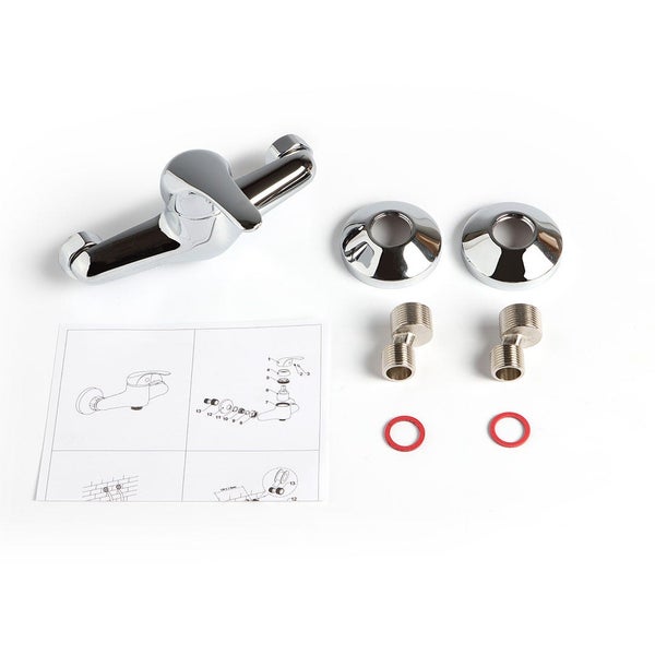 Armatur mit S-Anschlüssen, Rosetten, Dichtungen und Montageanleitung