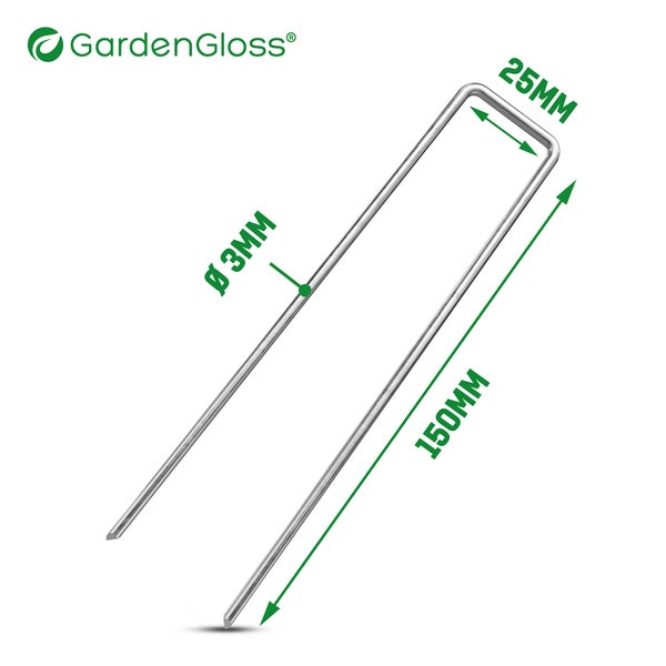 Gartenvlies-Hering aus Metall, 150 mm lang, 25 mm breit und 3 mm Durchmesser