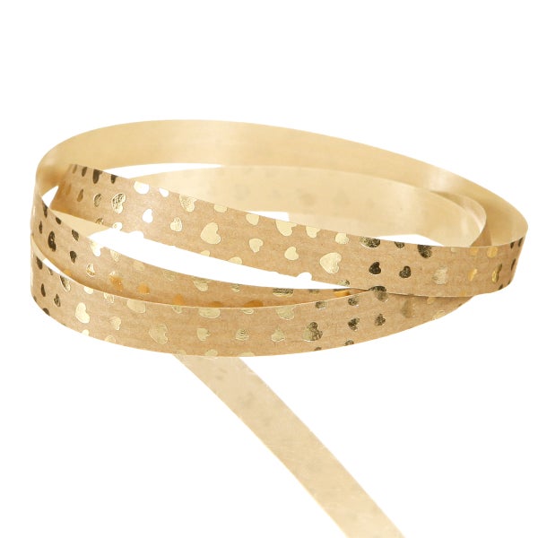 Dekoratives Geschenkband mit goldenen Herzen