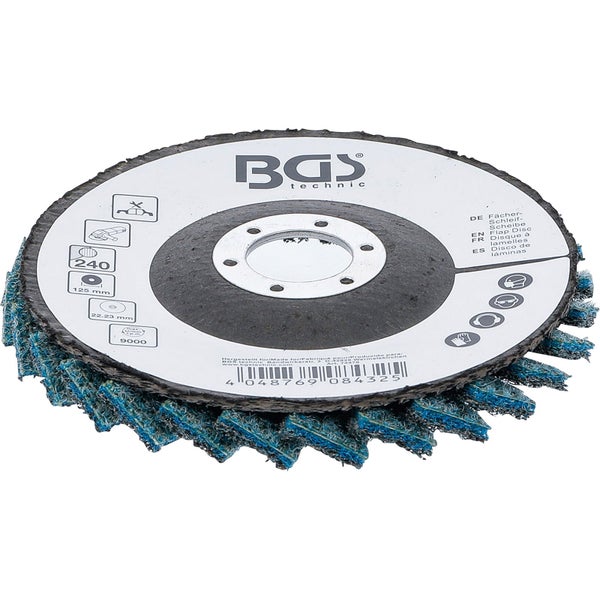 BGS technic Fächerschleifscheibe mit 240er Körnung und 125 Millimeter Durchmesser