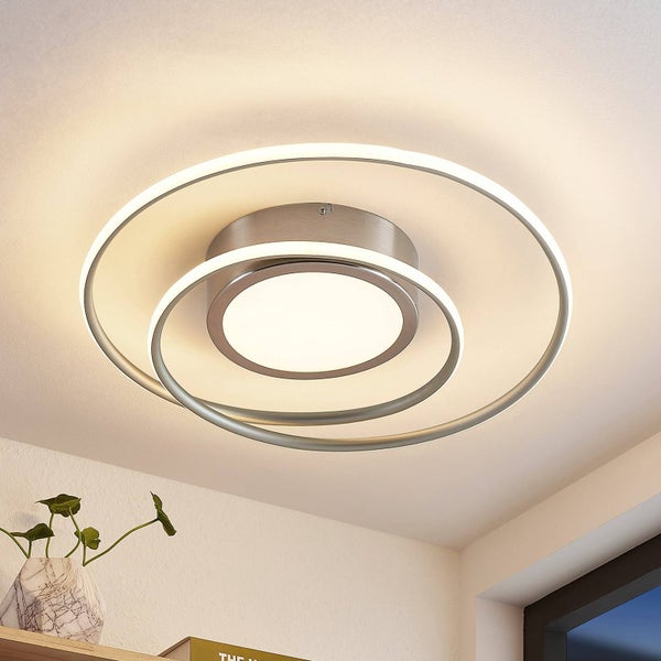 Lindby LED Deckenleuchte Bovia dimmbar mit Leselampe (Modern) in Alu aus Aluminium (1 flammig, ) - Lampe Deckenlampe Wohnzimmerleuchte