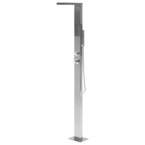 Gartendusche aus Metall mit Kopfbrause und Handbrause