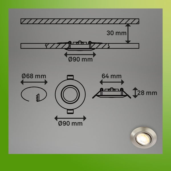 6er Set LED Einbaustrahler 230V LED Einbauleuchten Spots schwenkbar CTS Ra90