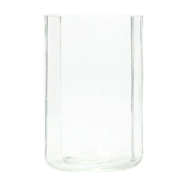 Zylindrische Glasvase aus transparentem Glas.