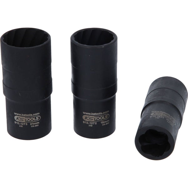 KS TOOLS 1/2 Spiral-Profil-Kraft-Stecknuss-Satz 3tlg. 17 - 21 mm - 913.1270