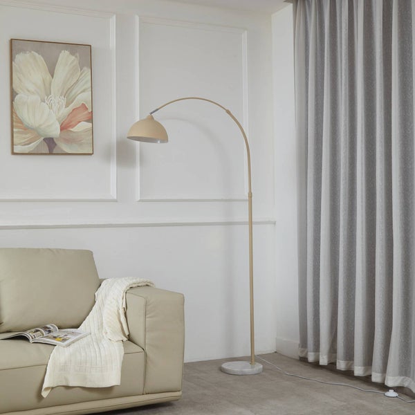 Lindby Stehlampe (Bogenleuchte) Tonka (Modern) in Creme aus Metall (1 flammig, E27) - Stehleuchte Standleuchte Floor Lamp Wohnzimmerlampe Wohnzimmerleuchte