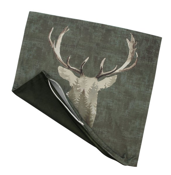 FRANK FLECHTWAREN | Kissenhülle Waldhirsch, POLYESTER, 45 x 45 cm, ohne Füllung, passendes Innenkissen Art. Nr. 33.016.8