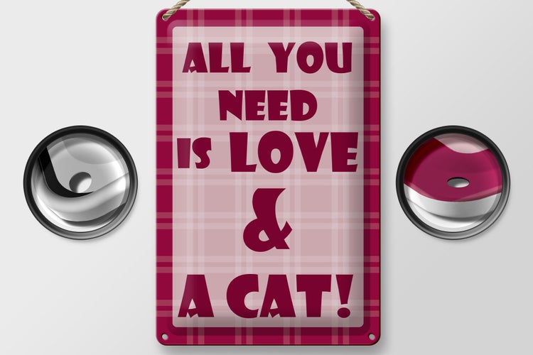 Blechschild Spruch 20x30cm All you need is love & a Cat