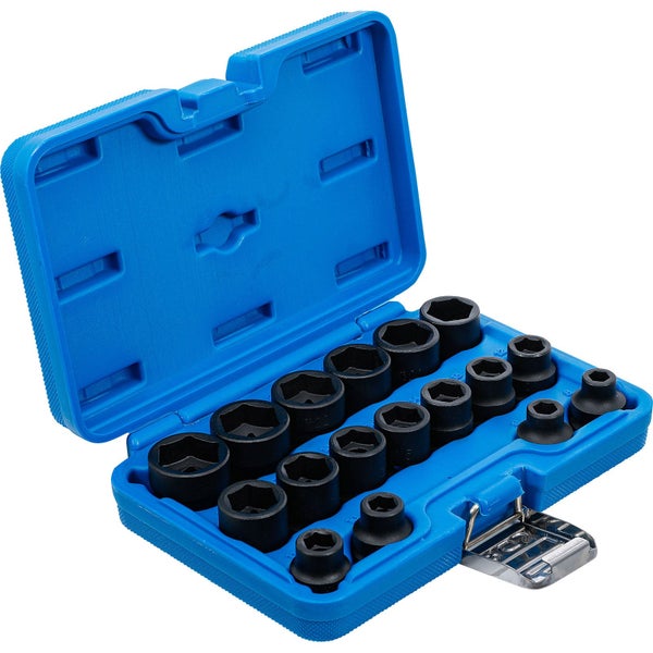 Steckschlüsselsatz im geöffneten blauen Kunststoffkoffer