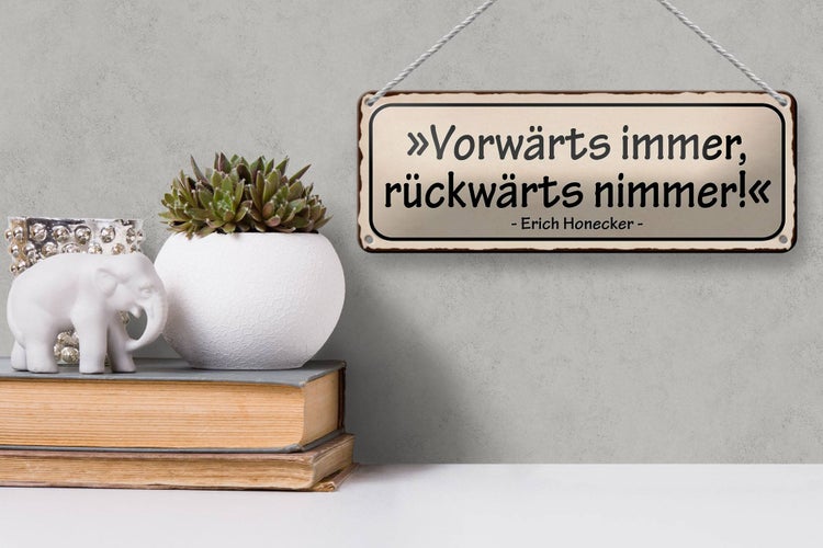 Blechschild Spruch 27x10cm vorwärts immer rückwärts nimmer Dekoration