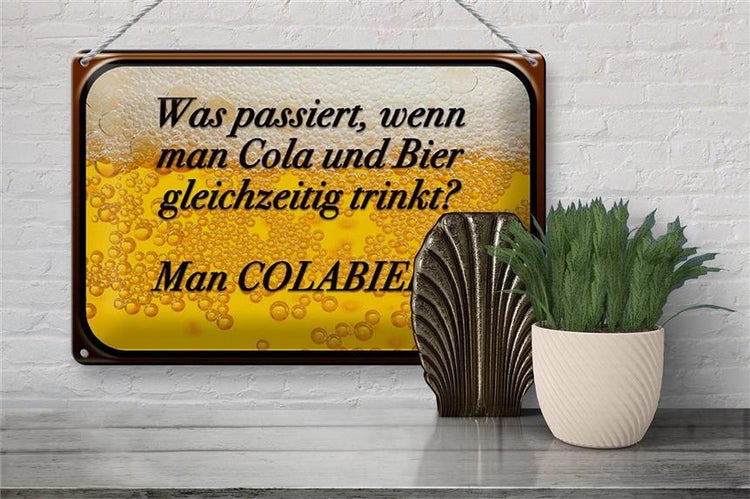 Blechschild Spruch 30x20cm was passiert wenn Cola und Bier