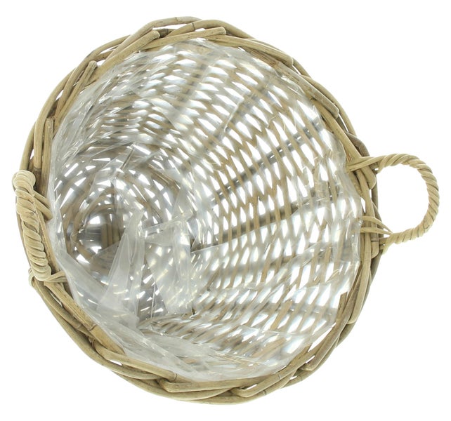 FRANK FLECHTWAREN | Pflanzkorb Spaltrattan, RATTAN, FOLIE, Ø 35 x 25 cm