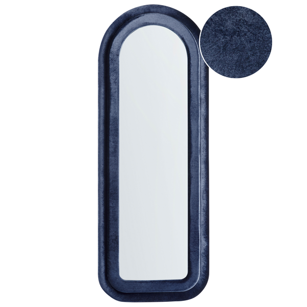 Wandspiegel CULAN 60 cm 160 cm Samtstoff Dunkelblau