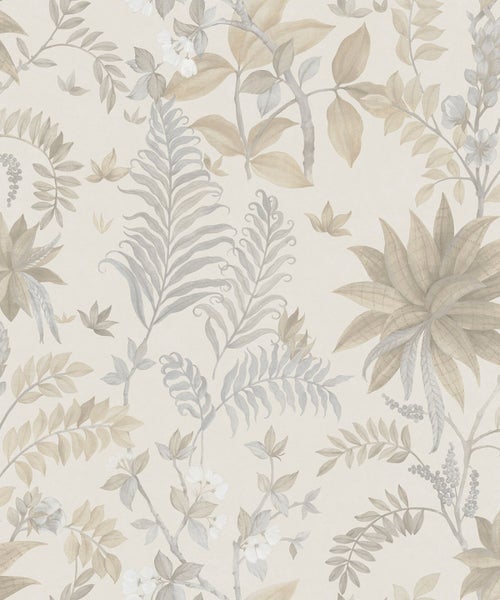 Sanders und Sanders Tapete tropische Blätter Beige und Grau - 53 cm x 10,05 m - 640724