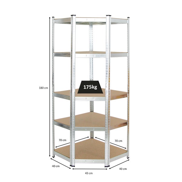 PROREGAL Eckregal Ragnar HxBxT 180 x 70 x 40 cm Fachlast 175 kg Verzinkt
