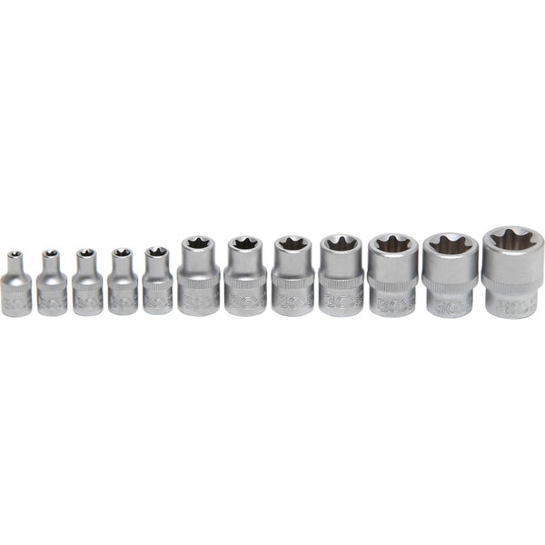 BGS Steckschlüssel-Einsatz-Satz E-Profil Antrieb Innenvierkant 6,3 mm (1/4) / 10 mm (3/8) SW E4 - E20 12tlg. - 2038