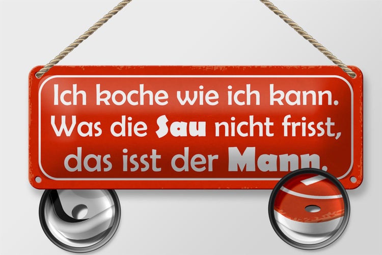Blechschild Spruch 27x10cm Sau nicht frisst isst mein Mann Dekoration
