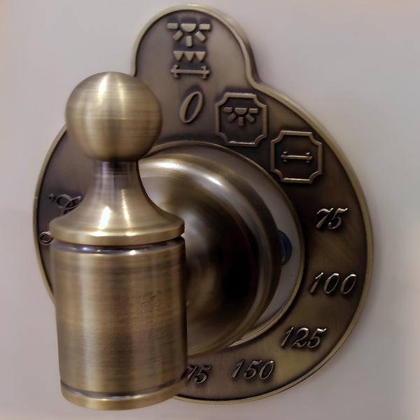Drehschalter für Kaminofen mit Skala und Metalloptik
