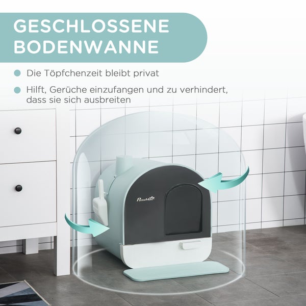 PawHut Katzentoilette, 43L x 44B x 47H cm, Kunststoff, Grün