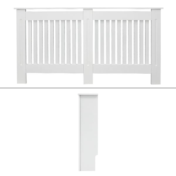 ECD Germany Heizkörperverkleidung Landhausstil 152x19x82 cm Weiß aus MDF lackiert für Schlafzimmer Wohnzimmer Heizungsverkleidung Heizkörperabdeckung Heizungsabdeckung Heizung Heizkörper Abdeckung