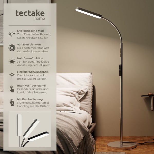 Tectake Home Stehleuchte mit flexiblen Schwanenhals und Touchpanel
