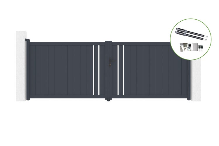 Flügeltor 4m GIONA H.140cm Aluminium + RANGER B150 Motorisierung