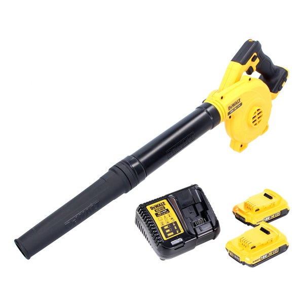 DeWalt Akku-Laubbläser mit Ladegerät und zwei Akkus