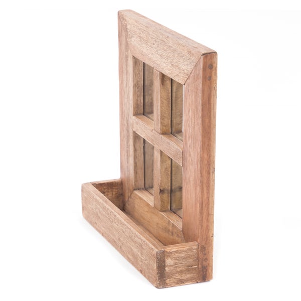 Wandspiegel Vintago 40x36 cm, Mahagoni Holz, mit Ablage naturfarben