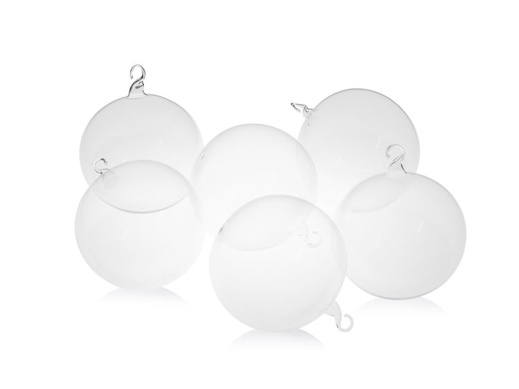 Kristall 8cm Glaskugel mit Glasöse, mundgeblasen, handdekoriert, unversilbert (6 Stück), 6 Stck., Weihnachtsbaumkugeln, Christbaumschmuck, Weihnachtsbaumanhänger