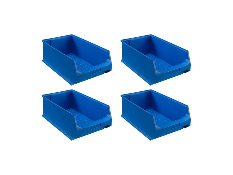 PROREGAL SuperSparSet 4x Blaue Sichtlagerbox 5.0 HxBxT 20 x 30 x 50 cm 21,8 Liter Sichtlagerbehälter