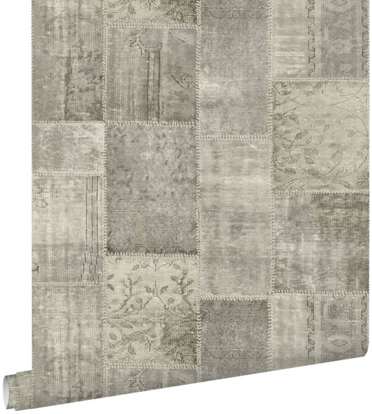 ESTAhome Tapete Kelim-Patchwork Taupe - 53 cm x 10,05 m - 148331