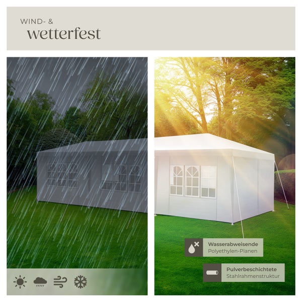 Pavillon tectake Miramas wasserdicht 9 x 3 m, im Stecksystem weiß