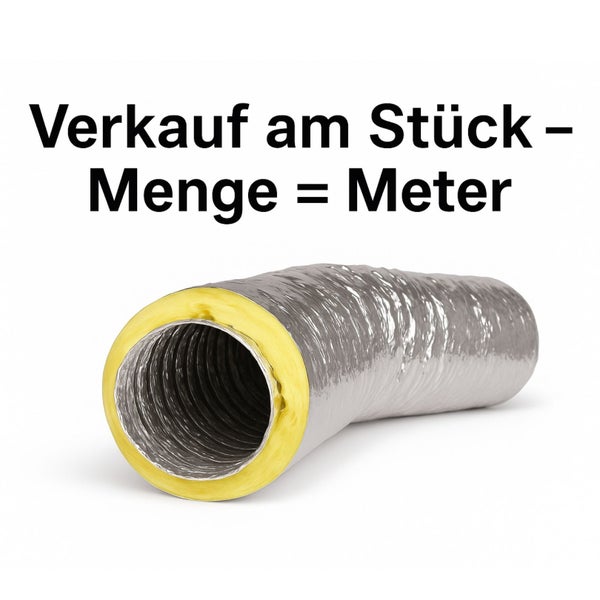 Isoflexrohr 500mm – 1 Meter isolierter Abluftschlauch für Klimageräte, Growboxen & mehr – 4-Schicht Isolierung, Hohe Schalldämpfung, Feuergeschützt & Extra Stabil