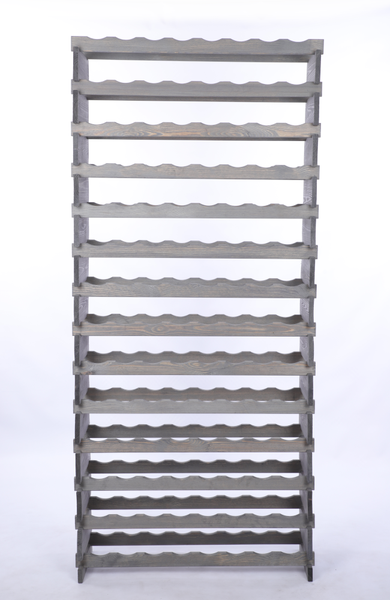 Weinregal VINOTECA FLEX PRO HxBxT 191x84x28cm 112 Flaschen auf 14 Ebenen Massives Kiefernholz Grau