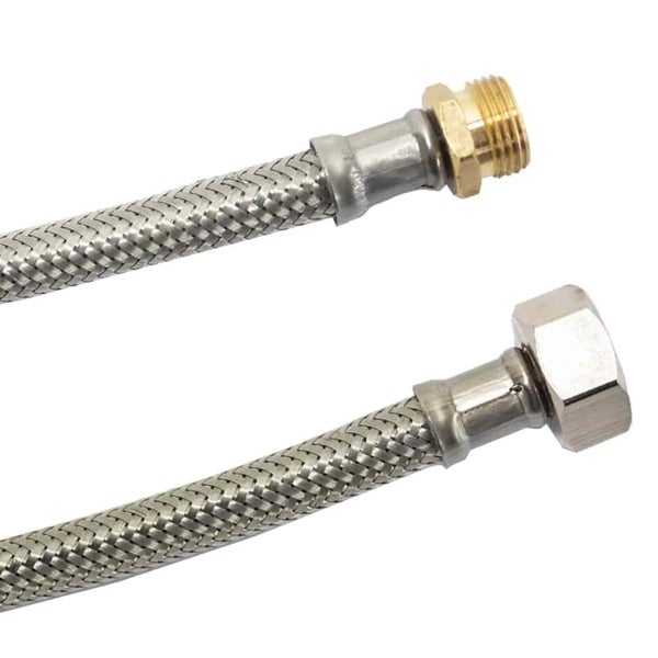 Flexibler Panzerschlauch mit Metallgeflecht und Gewindeanschlüssen für Sanitärinstallationen