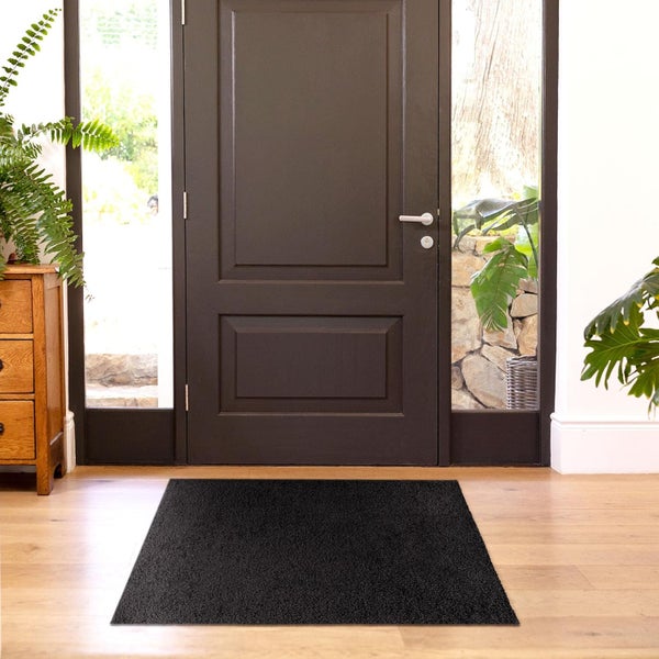 FLOORDIREKT Fußmatte Domenico - stilvolle & praktische Schmutzfangmatte - Schwarz - 50 x 80 cm