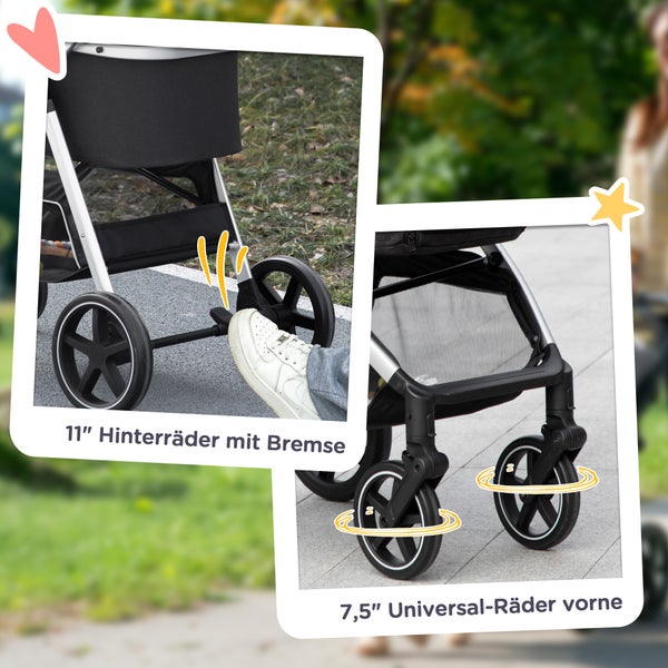 PawHut Hundewagen, 83L x 58B x 102H cm, Oxford-Gewebe, Aluminium, Schwarz