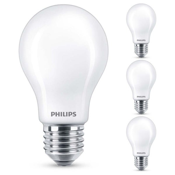 Philips LED Lampe ersetzt 15W, E27 Standardform A60, weiß, warmweiß, 150 Lumen, nicht dimmbar, 4er Pack