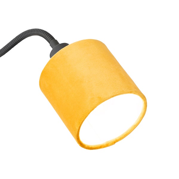 Wandleuchte schwarz mit gelbem Schalter und flexiblem Arm - Merwe