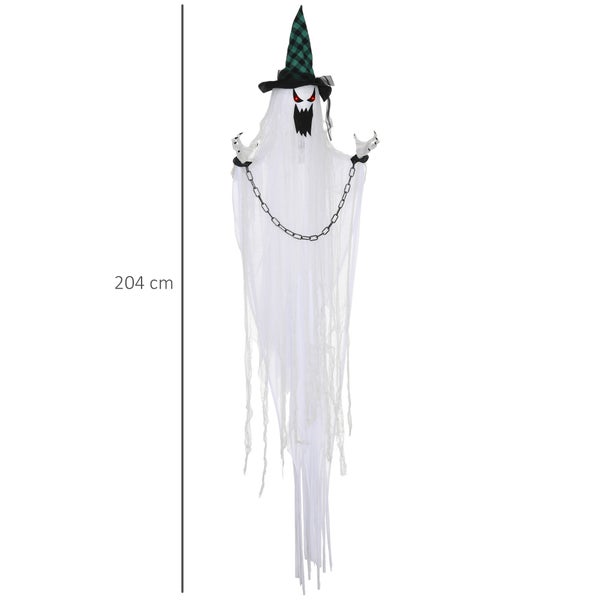 Halloween Geist Dekoration mit Hexenhut und Ketten, circa 204 cm hoch