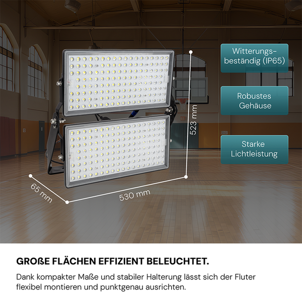 LUXULA Stadion Fluter LED Flutlicht 500W Baustrahler 70000lm 5000K Neutralweiß IP65 Profi Hallenstrahler