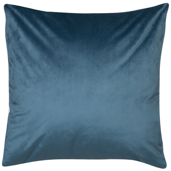 Quadratisches Zierkissen aus weichem Samt in Blau.