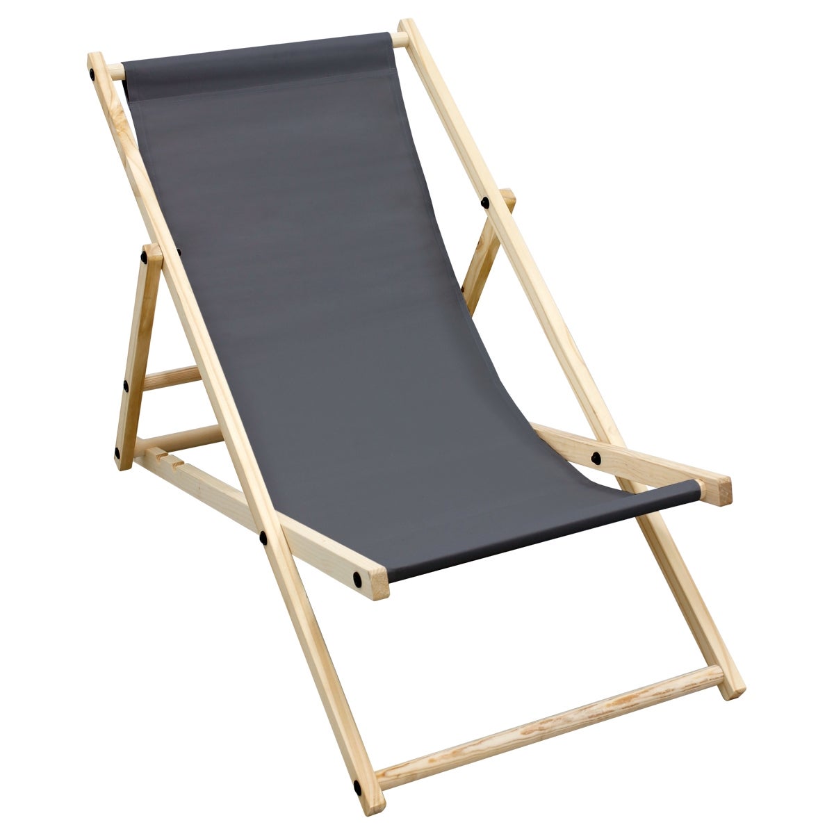 ECD Germany Liegestuhl klappbar aus Holz - 3 Liegepositionen - bis 120 kg - Anthrazit - Sonnenliege Gartenliege Relaxliege Strandliege Liege Strandstuhl Klappliegestuhl Holzklappstuhl Strandliegestuhl