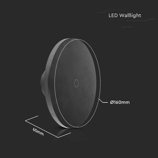 LED Wandleuchte mit den Maßen 160 mm Durchmesser und 60 mm Tiefe