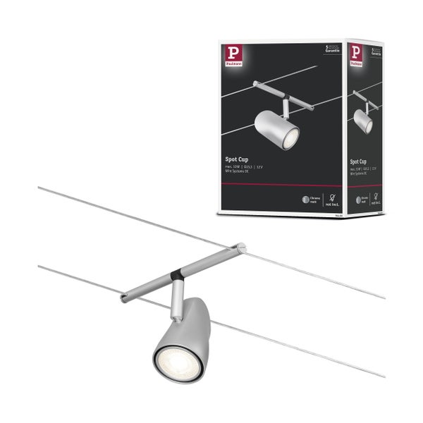 CorDuo Seilsystem Cup Einzelspot GU5,3 max. 10W 12V Chrom matt, Chrom