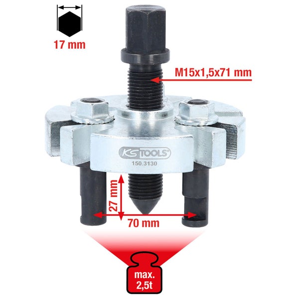 KS TOOLS Universal-Riemenscheiben-Abzieher 3-armig 70 mm - 150.3130