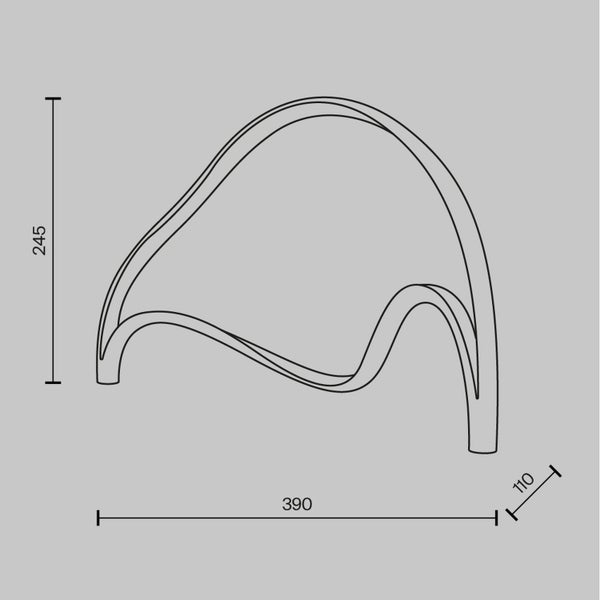 Technische Zeichnung einer Gartenliege mit Maßangaben