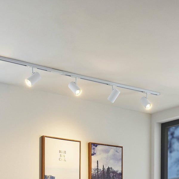 Lindby 1-Phasen Schienensystem Komplettset Metall weiß, Deckenspot 4 flammig 4x GU10 max. 20W ohne Leuchtmittel Deckenstrahler Spots Deckenleuchte